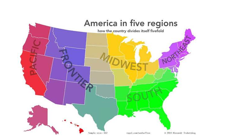 美国主要分为五大区域