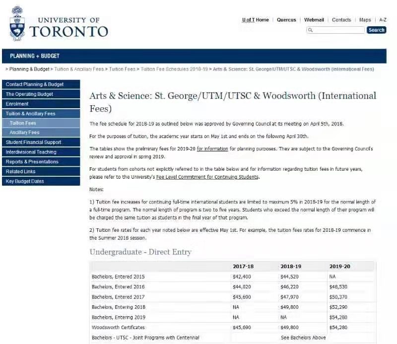 加拿大留学--大学最新学费汇总