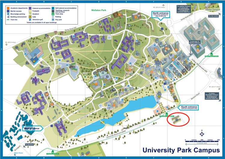 大学地图,圈出为诺丁汉大学国际学院位置