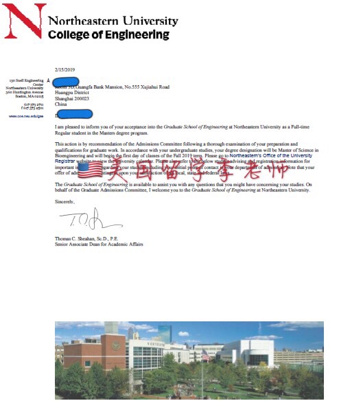 2019美国东北大学研究生生物工程录取案例