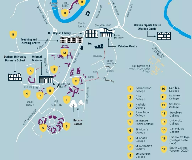 杜伦大学地图位置图片
