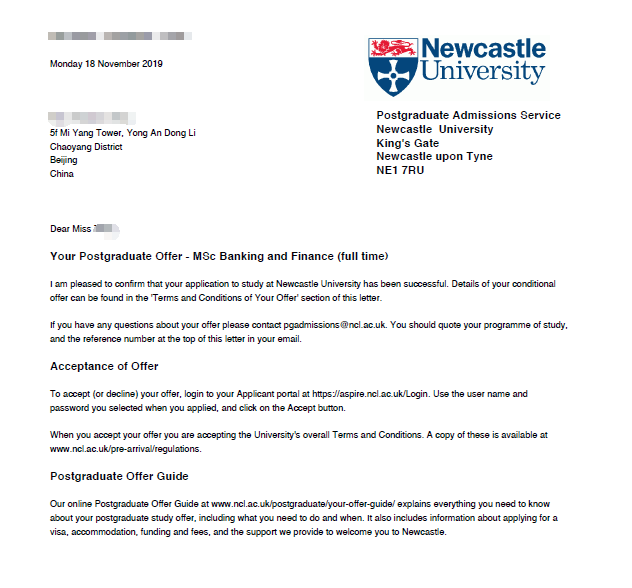 三本院校拿下纽卡斯尔大学offer!